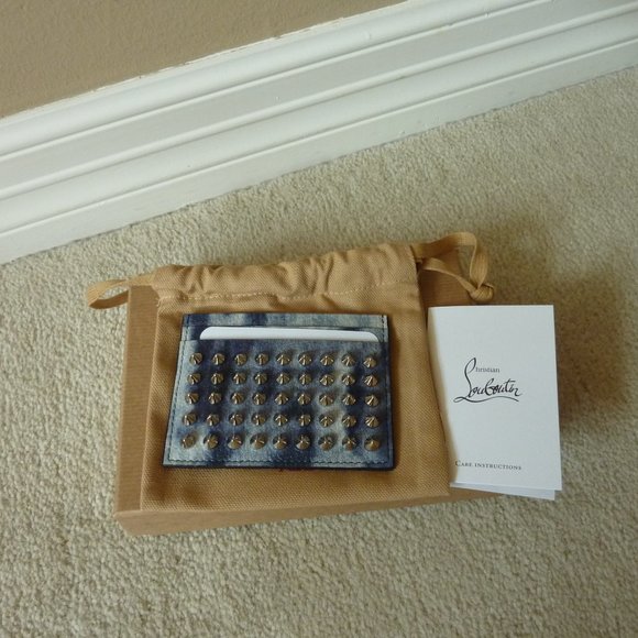 CHRISTIAN LOUBOUTIN 'Kios' Empire Spiked Card Case - Picture 1 of 12